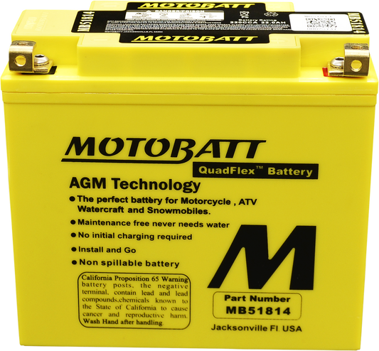 MOTOBATT BATTERY MB51814 SEALED FACTORY ACTIVATED Replaces # 51814 and 51913