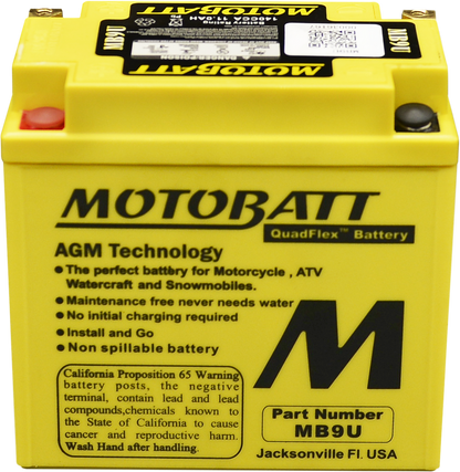 MOTOBATT BATTERY MB9UHD SEALED FACTORY ACTIVATED Replaces # 12N7-3B 12N7-4A 12N7-4B 12N7D-3B 12N9-3A 12N9-3A-1 12N9-3B 12N9-4B-1 YB7-A YB7L-B YB9-B YB9A-A YB9L-A2 YB9L-B