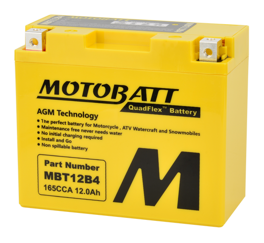 MOTOBATT BATTERY MBT12B4 SEALED FACTORY ACTIVATED Replaces # YT12B-BS