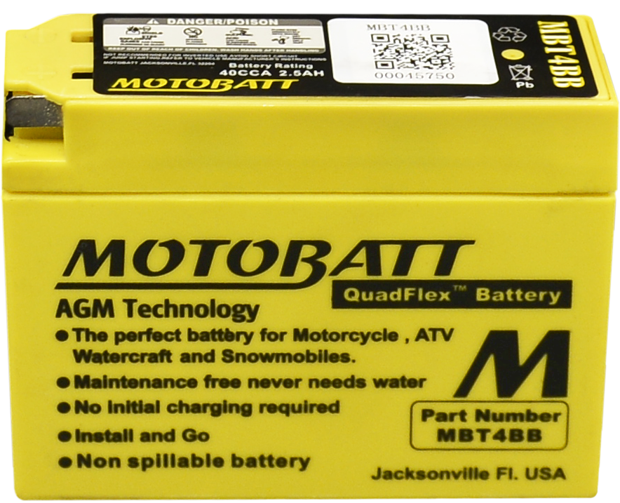 MOTOBATT BATTERY MBT4BB SEALED FACTORY ACTIVATED Replaces # YT4B-BS