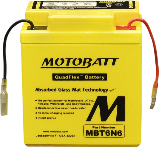 MOTOBATT BATTERY MBT6N6 SEALED FACTORY ACTIVATED Replaces OEM # 6N6-1B 6N6-1D 6N6-1D-2 6N6-3B 6N6-3B-1