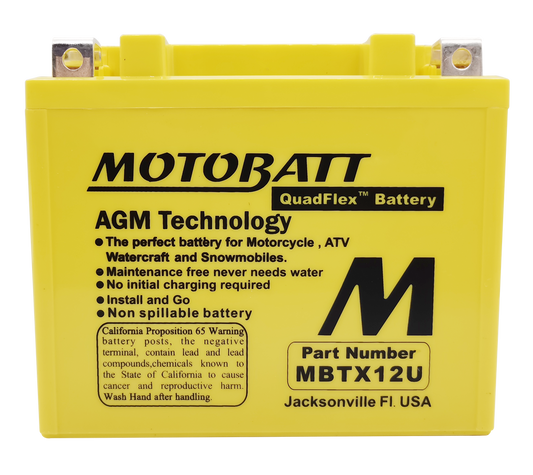 MOTOBATT BATTERY MBTX12U SEALED FACTORY ACTIVATED Replaces # YTX12-BS YTX14-BS YTX14H-BS YTX14L-BS