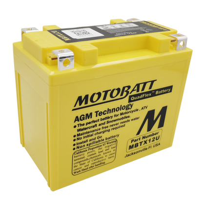 MOTOBATT BATTERY MBTX12U SEALED FACTORY ACTIVATED Replaces # YTX12-BS YTX14-BS YTX14H-BS YTX14L-BS