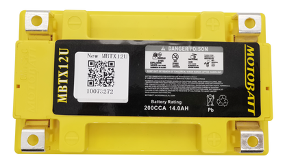 MOTOBATT BATTERY MBTX12U SEALED FACTORY ACTIVATED Replaces # YTX12-BS YTX14-BS YTX14H-BS YTX14L-BS