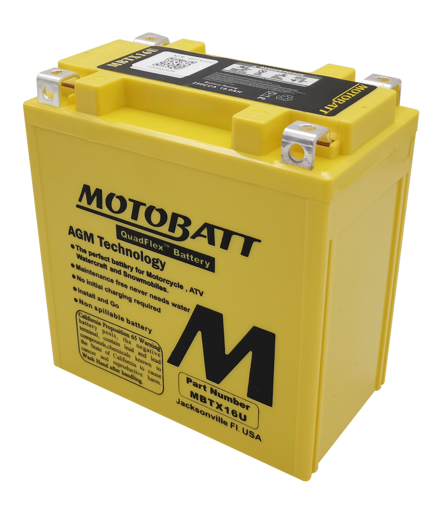 MOTOBATT BATTERY MBTX16U SEALED FACTORY ACTIVATED Replaces # YTX16-BS YTX16-BS-1 YTX20CH-BS