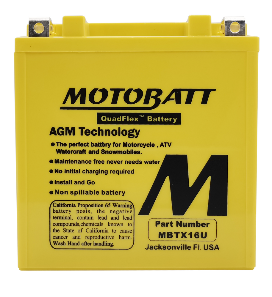 MOTOBATT BATTERY MBTX16U SEALED FACTORY ACTIVATED Replaces # YTX16-BS YTX16-BS-1 YTX20CH-BS