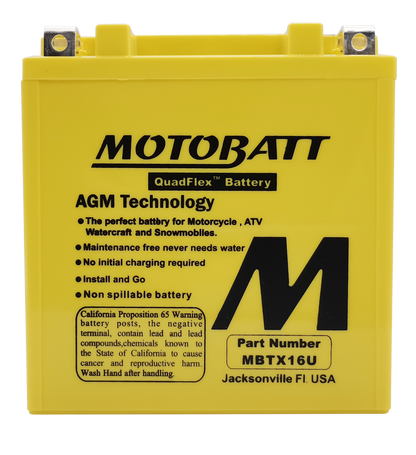 MOTOBATT BATTERY MBTX16U SEALED FACTORY ACTIVATED Replaces # YTX16-BS YTX16-BS-1 YTX20CH-BS