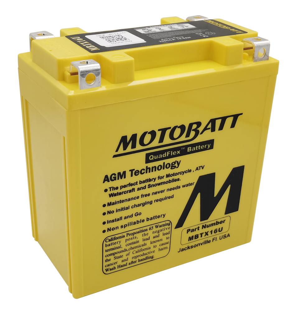 MOTOBATT BATTERY MBTX16U SEALED FACTORY ACTIVATED Replaces # YTX16-BS YTX16-BS-1 YTX20CH-BS