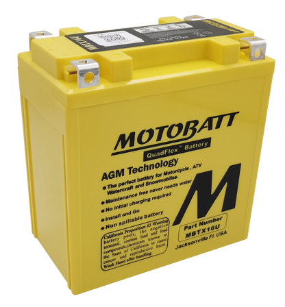 MOTOBATT BATTERY MBTX16U SEALED FACTORY ACTIVATED Replaces # YTX16-BS YTX16-BS-1 YTX20CH-BS