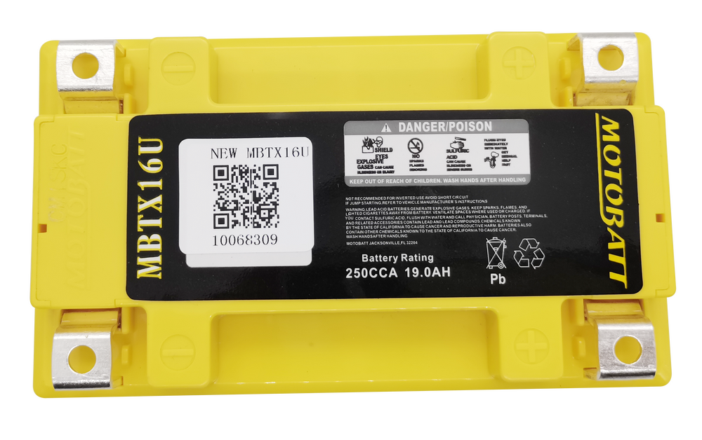 MOTOBATT BATTERY MBTX16U SEALED FACTORY ACTIVATED Replaces # YTX16-BS YTX16-BS-1 YTX20CH-BS