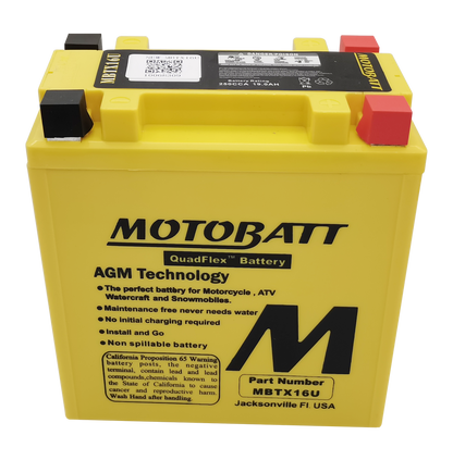 MOTOBATT BATTERY MBTX16U SEALED FACTORY ACTIVATED Replaces # YTX16-BS YTX16-BS-1 YTX20CH-BS