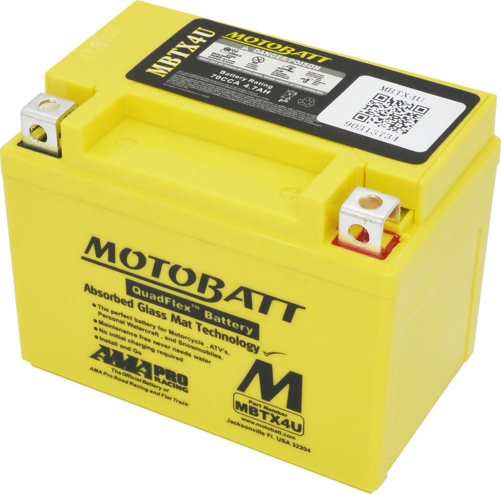 MOTOBATT BATTERY MBTX4U SEALED FACTORY ACTIVATED Replaces # YB4L-A YB4L-B YT4L-BS YTX4L-BS