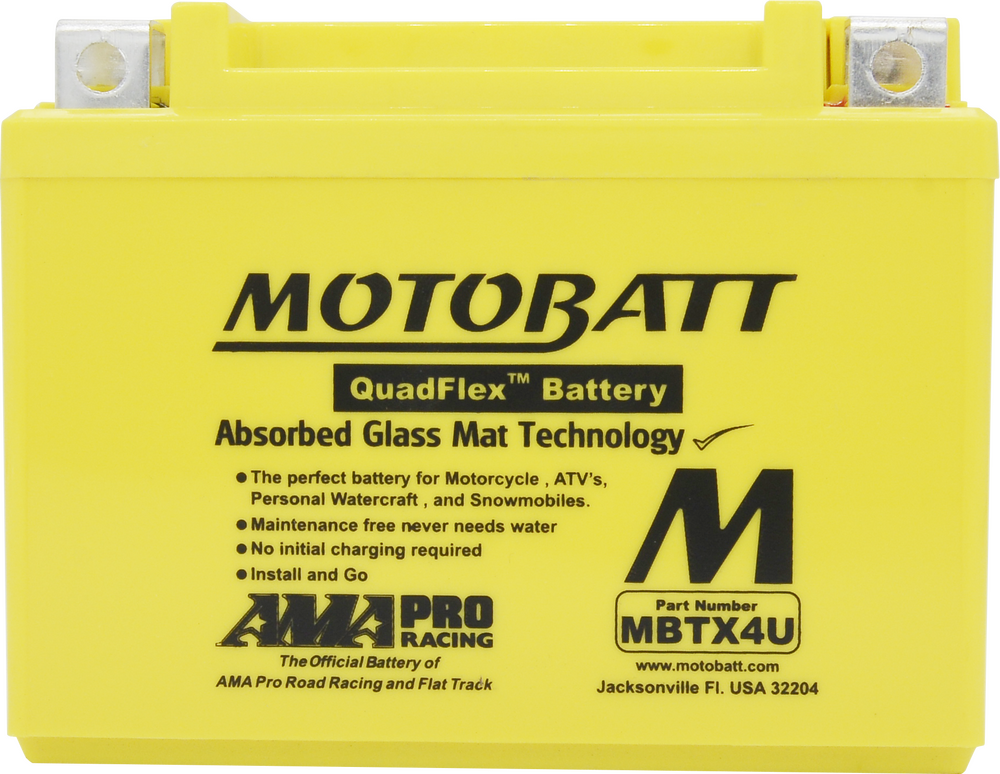 MOTOBATT BATTERY MBTX4U SEALED FACTORY ACTIVATED Replaces # YB4L-A YB4L-B YT4L-BS YTX4L-BS