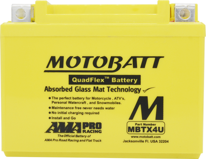 MOTOBATT BATTERY MBTX4U SEALED FACTORY ACTIVATED Replaces # YB4L-A YB4L-B YT4L-BS YTX4L-BS