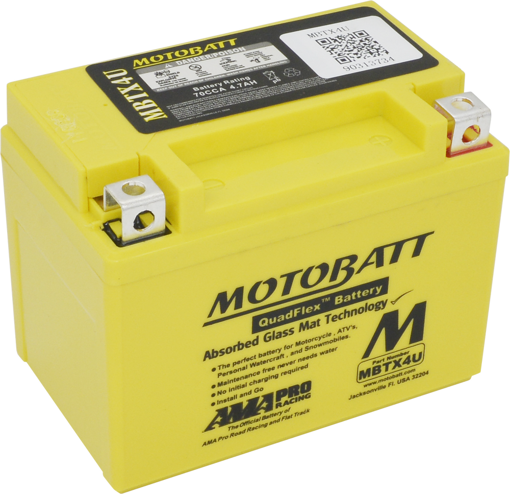 MOTOBATT BATTERY MBTX4U SEALED FACTORY ACTIVATED Replaces # YB4L-A YB4L-B YT4L-BS YTX4L-BS