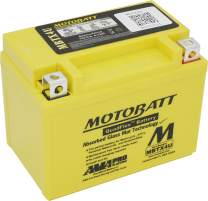MOTOBATT BATTERY MBTX4U SEALED FACTORY ACTIVATED Replaces # YB4L-A YB4L-B YT4L-BS YTX4L-BS