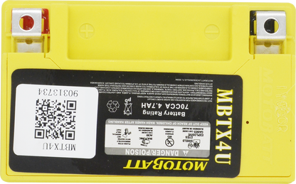 MOTOBATT BATTERY MBTX4U SEALED FACTORY ACTIVATED Replaces # YB4L-A YB4L-B YT4L-BS YTX4L-BS
