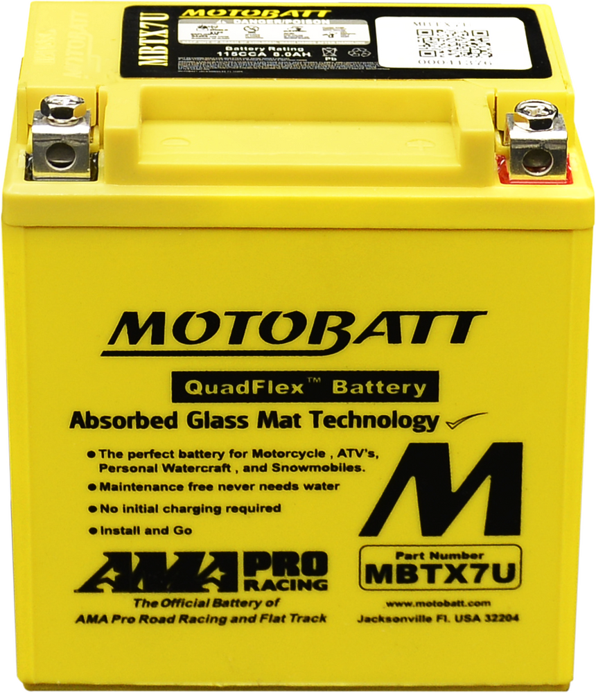 MOTOBATT BATTERY MBTX7U SEALED FACTORY ACTIVATED Replaces # YTX7L-BS