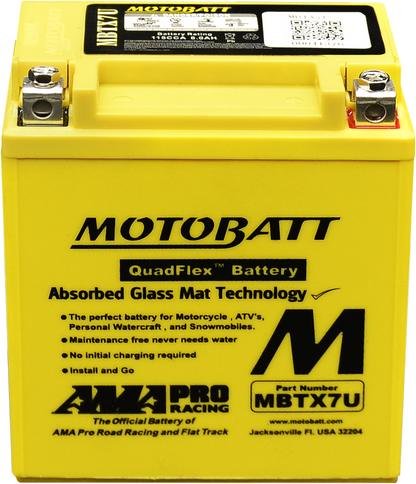 MOTOBATT BATTERY MBTX7U SEALED FACTORY ACTIVATED Replaces # YTX7L-BS
