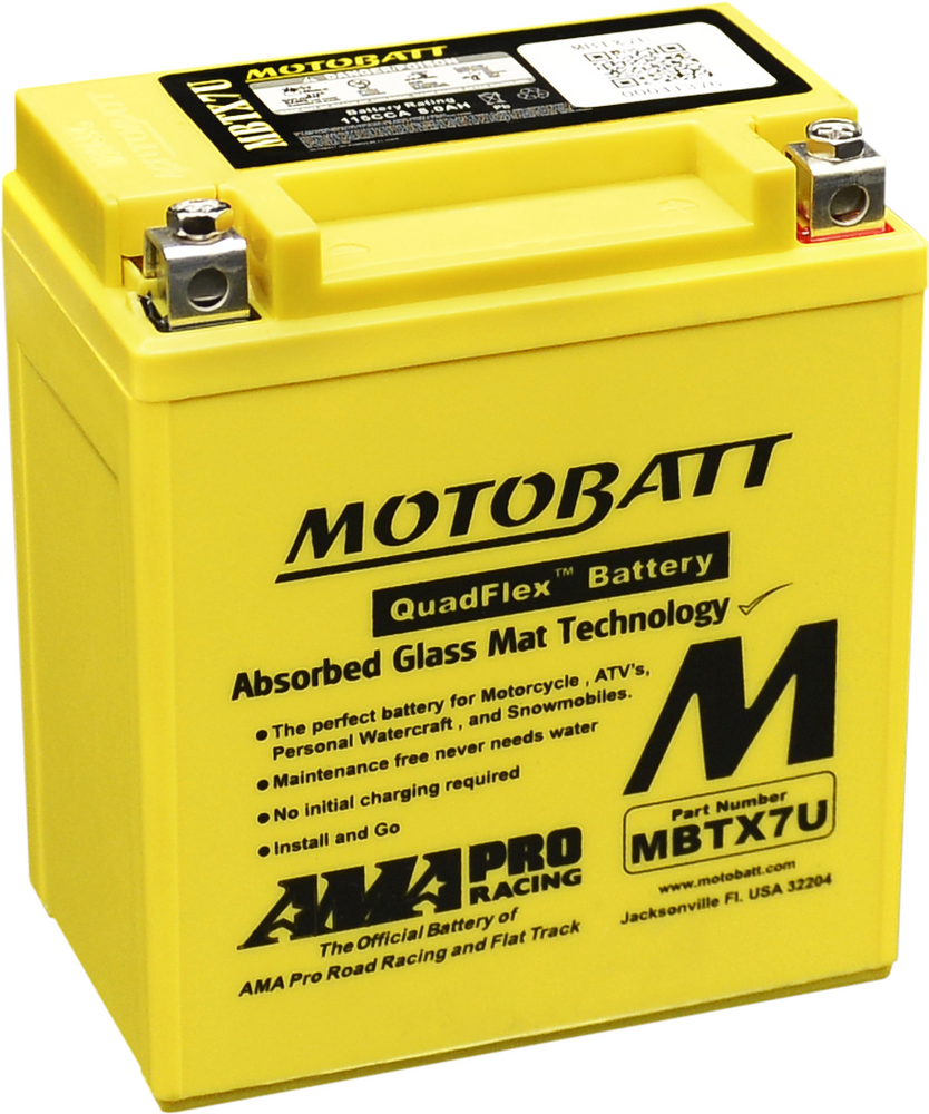 MOTOBATT BATTERY MBTX7U SEALED FACTORY ACTIVATED Replaces # YTX7L-BS