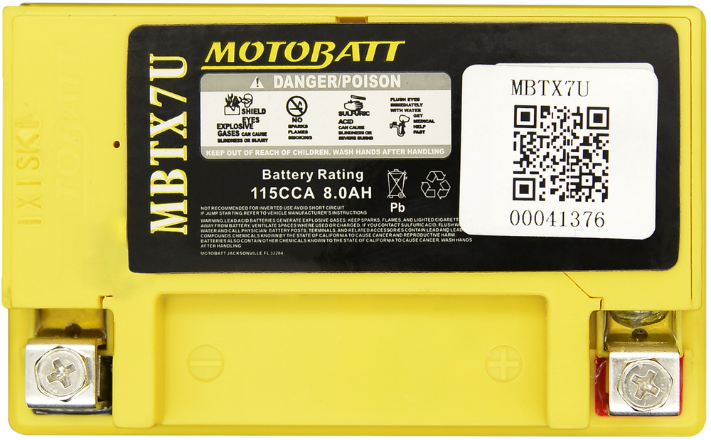 MOTOBATT BATTERY MBTX7U SEALED FACTORY ACTIVATED Replaces # YTX7L-BS