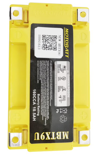 MOTOBATT BATTERY MBTX9U SEALED FACTORY ACTIVATED Replaces # YT12A-BS YTR9-BS YTX9 YTX9-BS YTZ12S YTZ14S