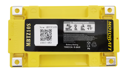 MOTOBATT BATTERY MBTZ10S SEALED FACTORY ACTIVATED Replaces # YTX7A-BS YTZ10S