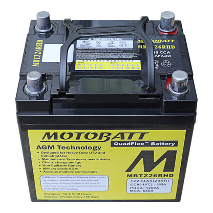 MOTOBATT BATTERY MBTZ26RHD SEALED FACTORY ACTIVATED