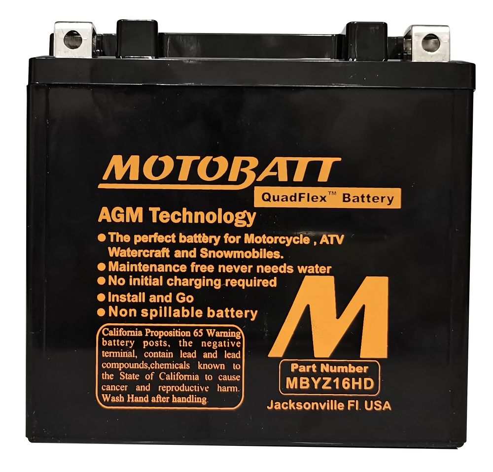 MOTOBATT BATTERY MBYZ16HD SEALED FACTORY ACTIVATED Replaces # YTX14-BS YTX14H-BS YTX14L-BS