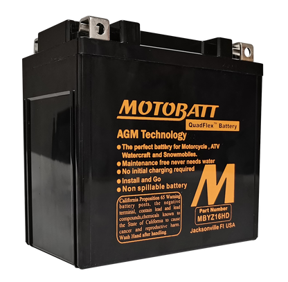 MOTOBATT BATTERY MBYZ16HD SEALED FACTORY ACTIVATED Replaces # YTX14-BS YTX14H-BS YTX14L-BS