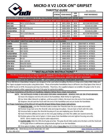 MICRO-X HALF-WAFFLE V2 Mini Bike Motorcycle Offroad Dirtbike LOCK-ON GRIP SET KTM 50SX & SX-E2/3/5, GAS GAS MC50,MC-E2/3/5 & HUSQVARNA TC50 & EE-2/3/5