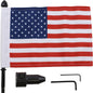 PRO PAD 0521-1959 BRFM-FXD1 Motorcycle Harley Cruiser Saddlebag Bar Black Flag Mount With Flag Fixed Upright Flag Mount - 3/4" Bar - 6" X 9" USA Flag