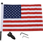 PRO PAD 0521-1960 BRFM-FXD115 Motorcycle Harley Cruiser Saddlebag Bar Black Flag Mount With Flag - Fixed Upright Flag Mount - 3/4" Bar - 10" X 15" USA Flag
