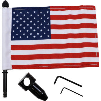 PRO PAD 0521-1961 BRFM-FXD2 Motorcycle Harley Cruiser Saddlebag Bar Flag Mount With Flag - Fixed Upright - 7/8" Bar - 6" X 9" USA Flag