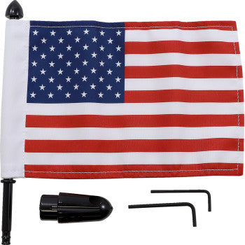 PRO PAD 0521-1969 BRFM-RDHB51IN Motorcycle Harley Cruiser Black Flag Mount With American Flag - Pinnacle Luggage Rack - 9" Pole - 6" X 9" USA Flag