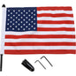 PRO PAD 0521-1970 BRFM-RDHB51IN15 Black Motorcycle Harley Cruiser Flag Mount With American Flag - Pinnacle Luggage Rack - 13" Pole - 10" X 15" USA Flag