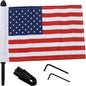 PRO PAD 0521-1973 BRFM-RDHB765IN Motorcycle Harley Cruiser Black Flag Mount With American Flag - Detachable Sissy Bar - 9" Pole - 6" X 9" USA Flag