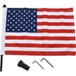 PRO PAD 0521-1975 BRFM-RDSB515 Extended-Style Motorcycle Harley Cruiser Luggage Rack Black Flag Mount with Flag 5/8" Round - With 10" X 15" USA Flag