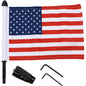 PRO PAD 0521-1976 BRFM-RDSB765IN Motorcycle Harley Cruiser Black Flag Mount With American Flag - Passenger Sissy Bar - 9" Pole - 6" X 9" USA Flag