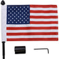 PRO PAD 0521-1981 BRFM-SQSB Motorcycle Harley Cruiser Side Mount Sissy Bar Black Flag Mount With Flag- 1/2" Square Sissy Bar - 6" X 9" USA Flag