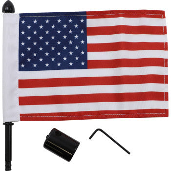 PRO PAD 0521-1983 BMSQ-25 Black Motorcycle Harley Cruiser Luggage Rack Flag Mount Square bar with 6" X 9" USA Flag