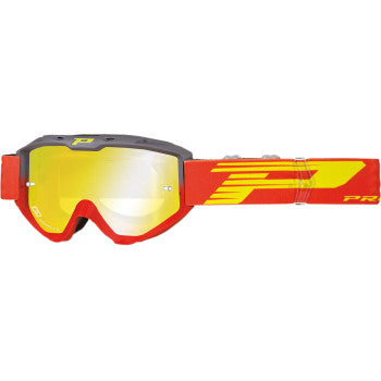 PRO GRIP PZ3450GRROFL3450 FL Goggle 3450 FL Goggles Offroad ATV Motorcycle Dirtbike - Riot - Gray/Red - Yellow Mirror Lens
