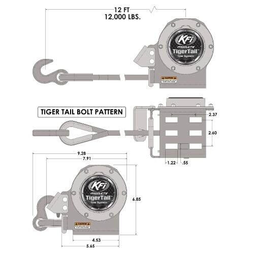 KFI Tiger Tail Retractable Towing System Like a Winch for UTV or ATV 12,000 lbs