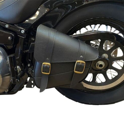 Willie & Max Left Side Black Leather Swing Arm Saddlebag 1986-17 Harley Softail