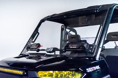 Flip-Up Open Seizmik Vented Windshield (Scratch Resistant Polycarbonate) fits Polaris Midsize 500 570 Size Pro-Fit Ranger