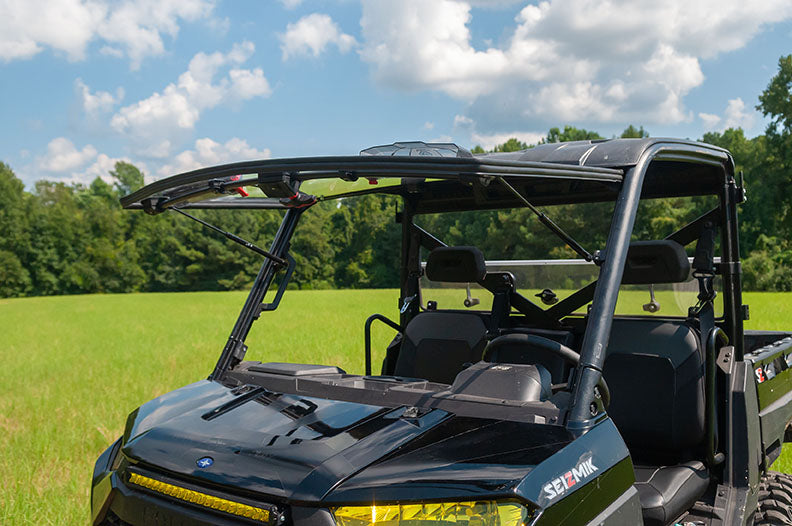 Flip-Up Open Seizmik Vented Windshield (Scratch Resistant Polycarbonate) fits Polaris Midsize 500 570 Size Pro-Fit Ranger