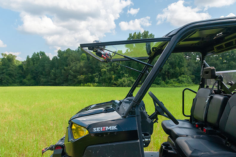 Flip-Up Open Seizmik Vented Windshield (Scratch Resistant Polycarbonate) fits Polaris Midsize 500 570 Size Pro-Fit Ranger