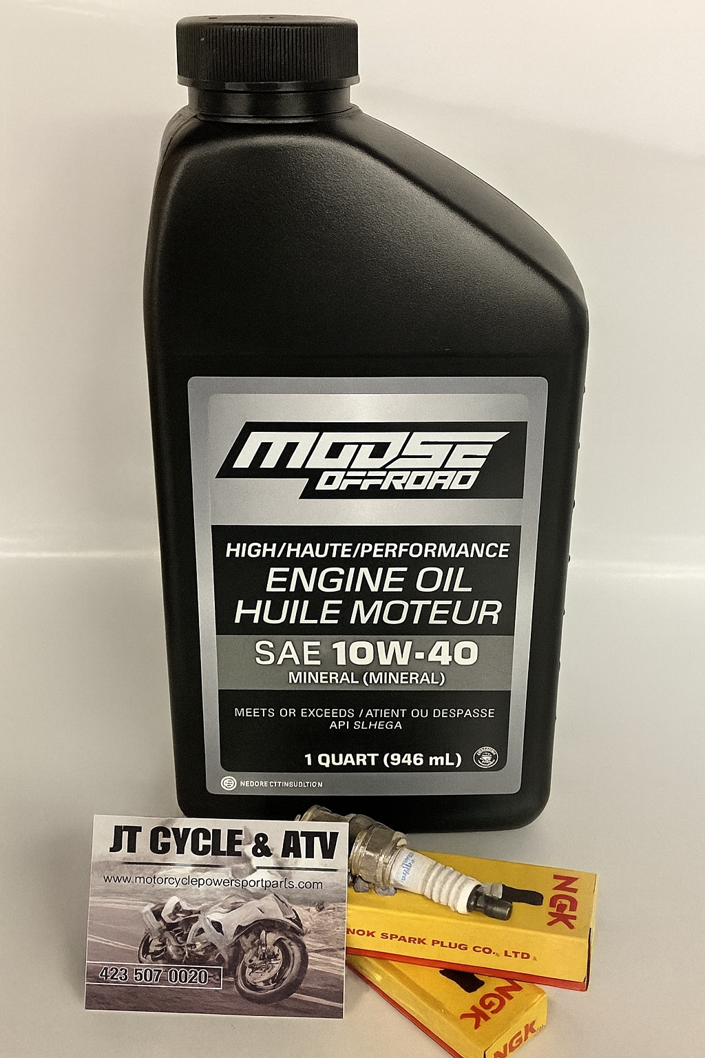 Honda TRX90 Sportrax Oil Change Tune‑Up Kit – Moose Offroad 10W‑40 + 2 NGK CR7HSA Spark Plugs – Fits 1993‑UP