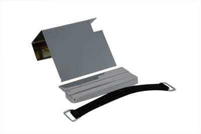 Battery Cover Kit Top, Side & Rubber Battery Strap Chrome Smooth Fits Harley XL 1979