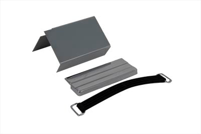 Battery Cover Kit Top, Side & Rubber Battery Strap Chrome Smooth Fits Harley XL 1979